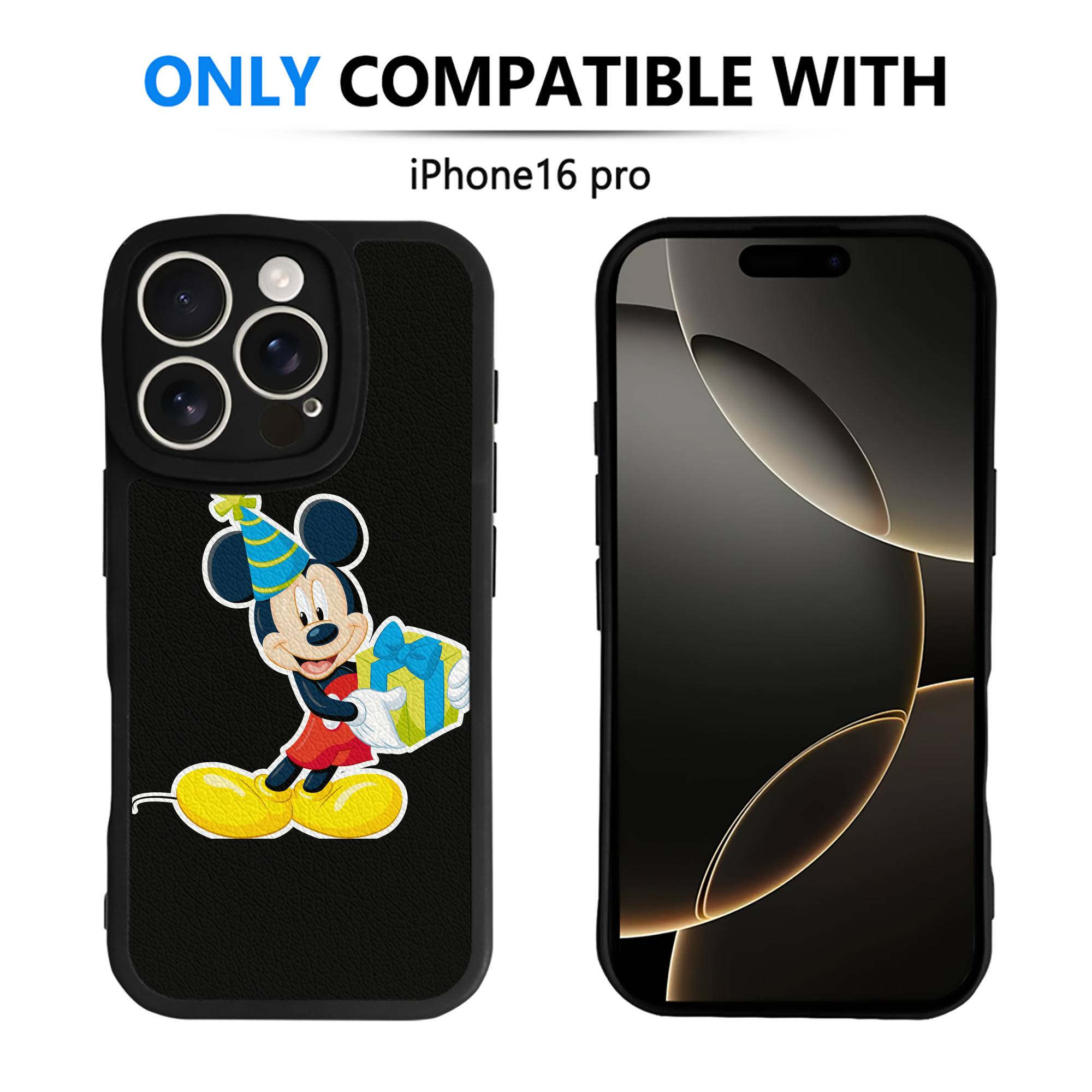 （画像用） ミッキーマウス Mickey Mouse 【iPhone 16シリーズ対応】シリコンスマホケース（レザー調） 材質：シリコン